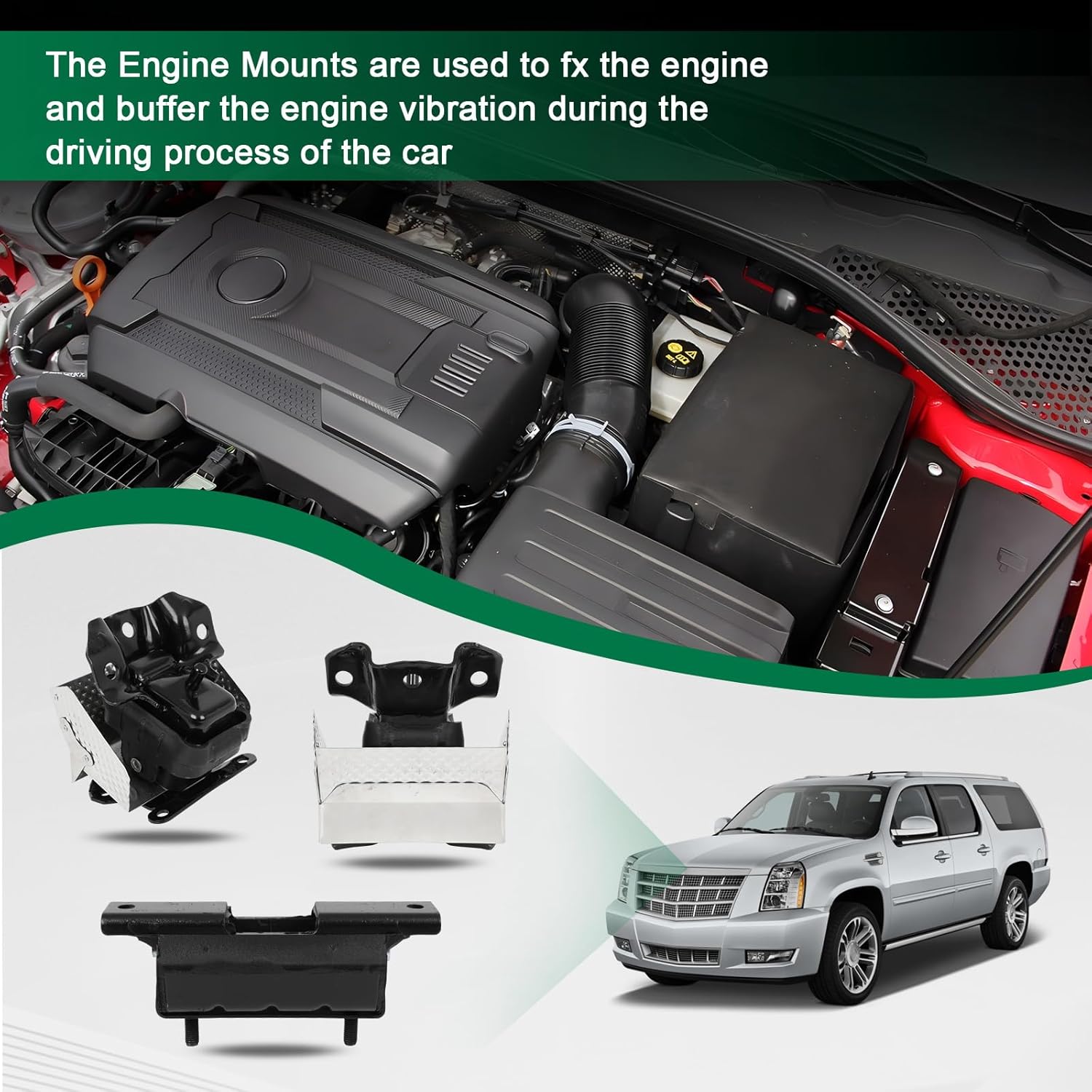 SCITOO Engine Motor Mount and Transmission Mount Compatible for Cadillac for Escalade 2007-2014,OE A2638 A5365 A5365