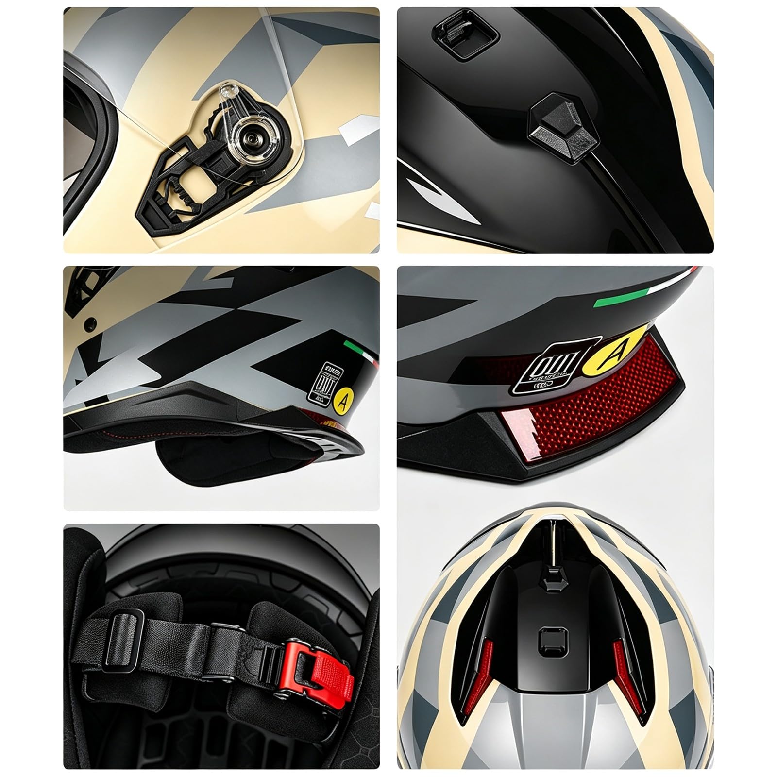 Casque Moto Open Face Bluetooth ECE 22.06 avec Feu Avertisseur B,54-62cm