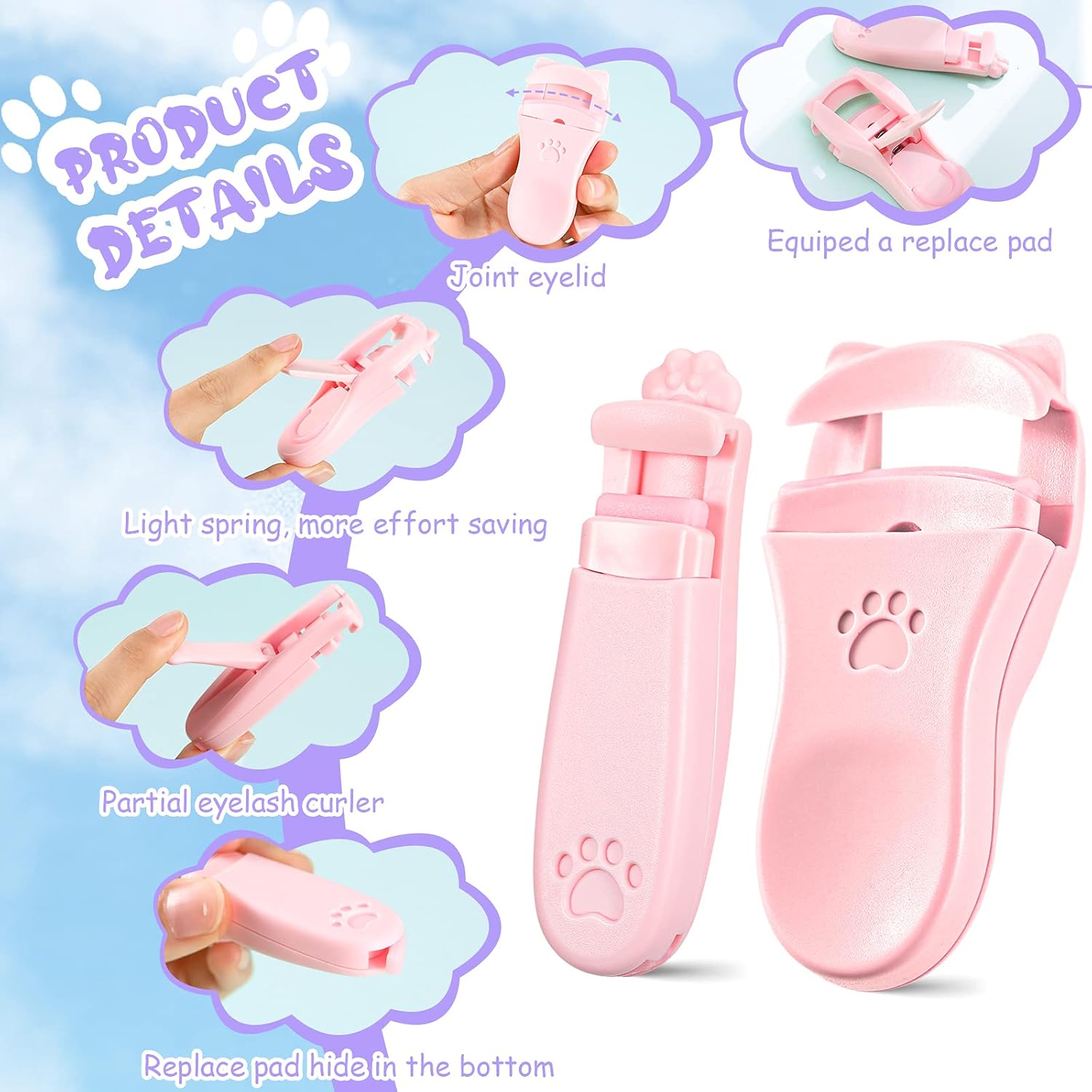 4 Pieces Cute Eyelash Curler Portable Lash Lift Eyelash Curling Tool with Corner Curler, 2 Wide Angle Eyelash Curler and 2 Mini Partial Corner Eyelash Curler for Women Girls Long-lasting Curling : Beauty & Personal Care