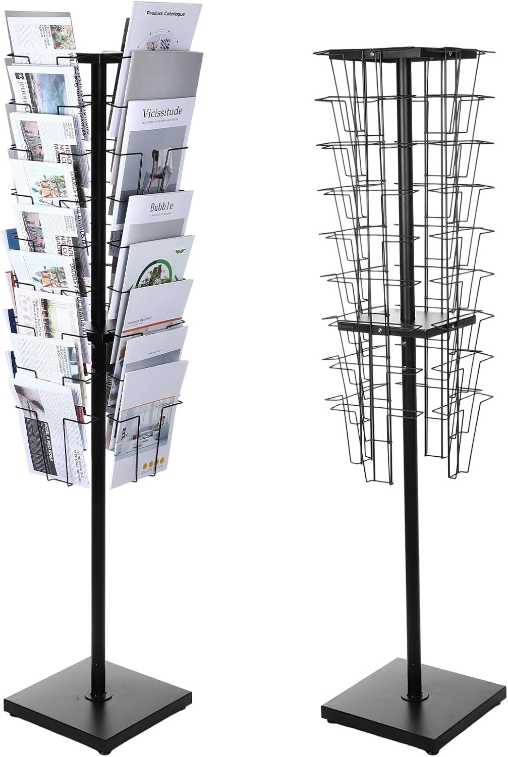 PATIKIL 36 Pockets 360°Rotating Floor Standing Brochure Display Stand, Magazine Literature Display Stand 9 Layers Magazine Rack for Shop Exhibitions Office Reception Rooms