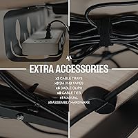 Vista 5 de No-Drill Under Desk Cable Management Tray - 2-Pack Wire & Cord Organizer - Standing Desk Cable Management - Power Strip Holder - M
