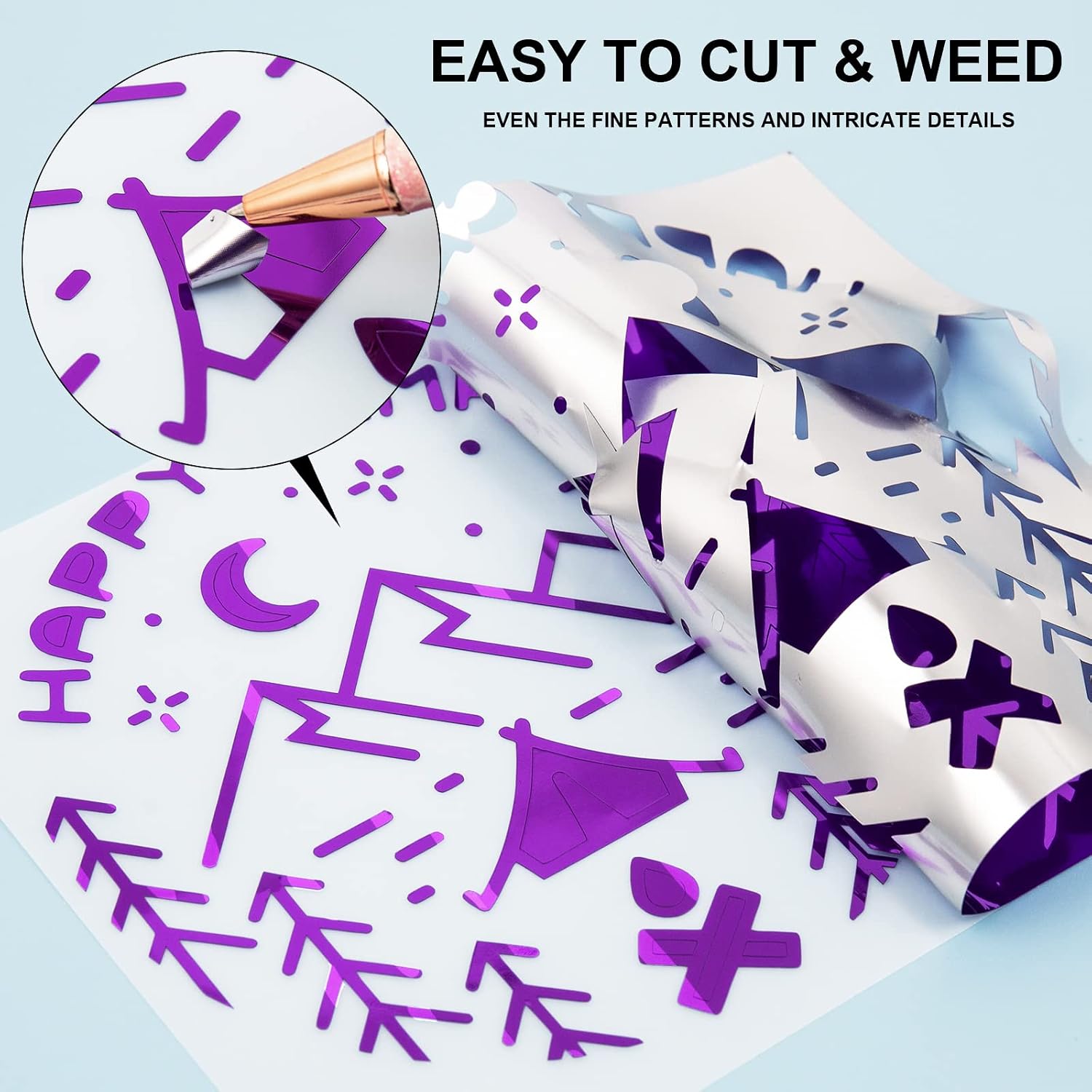 VINYL FROG Chrome Adhesive Vinyl Roll – 12"x60" Glossy Chrome Mirror Purple Permanent Cutting Craft Vinyl for Decor Sticker Works with Cameo
