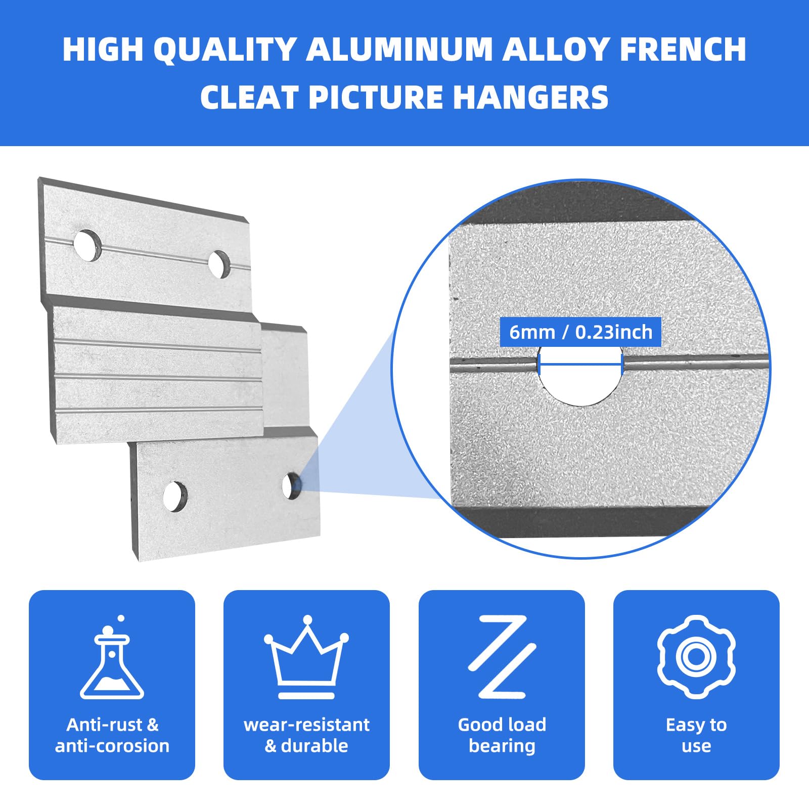 French Cleat Picture Hanger 2 Inches Aluminum Z Hanger Supports...