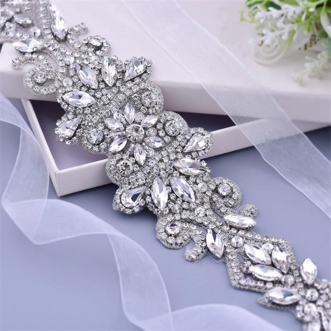 Niiyyjj Rhinestone Belt Bridal Wedding Accessories Sash Women's Dress Appliques Decoration Girdles White ribbon