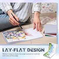 Vista 11 de Tenceur 8 mini diarios de acuarela portátiles de 3.9 x 3.9 pulgadas, 240 hojas, 480 páginas, cuadernos de bocetos cuadrados pequeños de acuarela