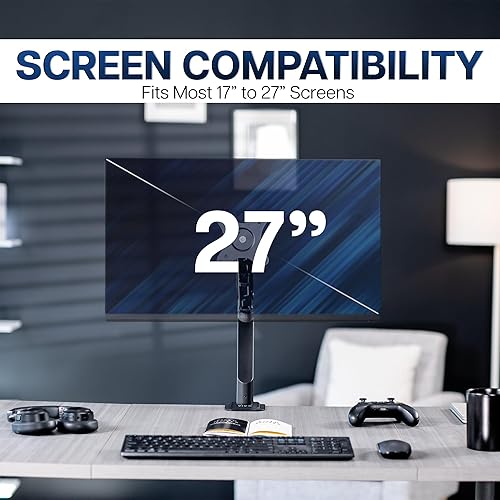 Vista 7 de VIVO - Brazo de resorte neumático articulado negro, con abrazadera para soporte de escritorio Se adapta a pantallas de monitor de 17 a 27" con Max