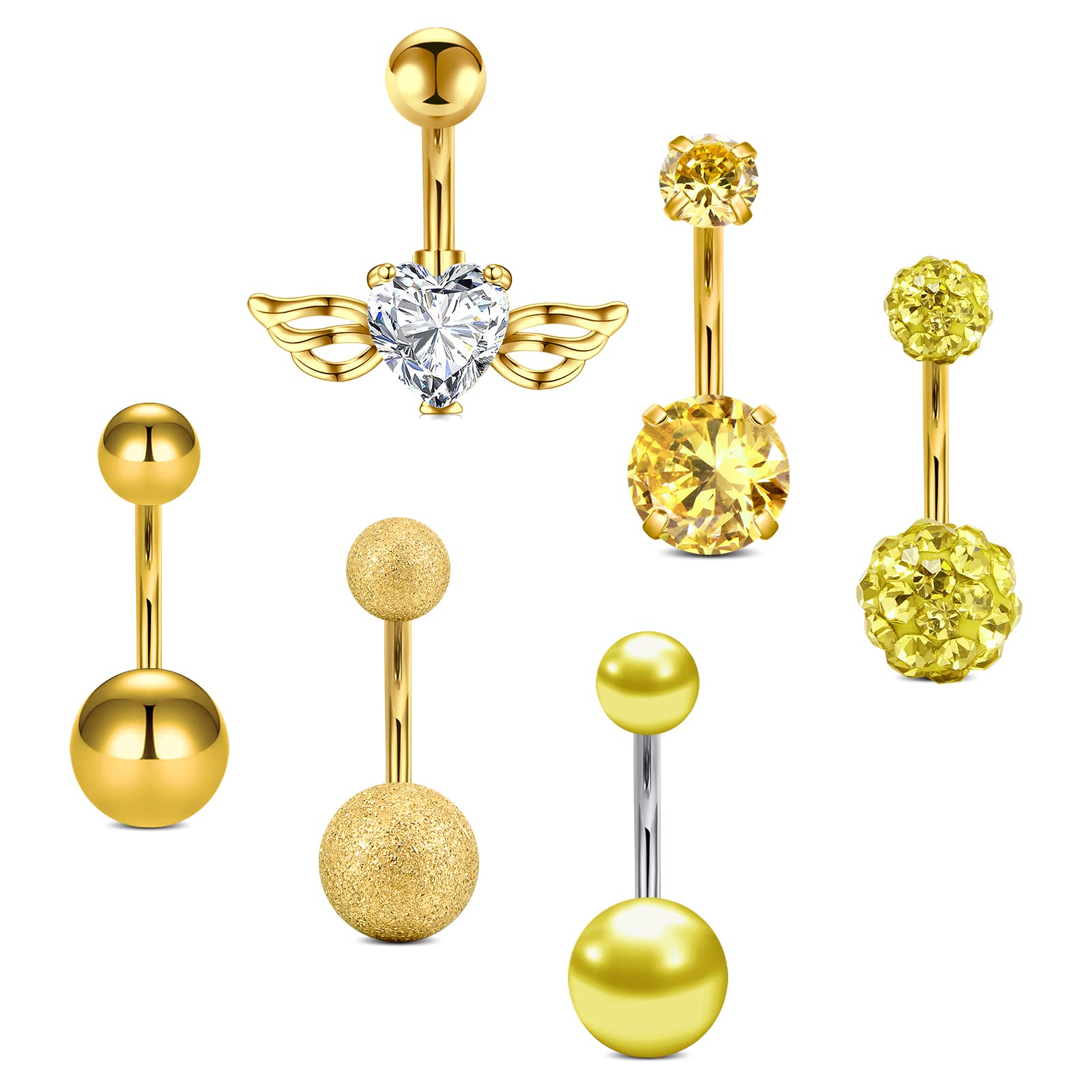 Rajnard Piercing ombligo acero quirúrgico 14G 10mm en forma de corazón diamantes de imitación de cristal de roca para mujeres y niñas