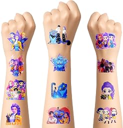 Tatouages Temporaires Kpop, Hunters Lot de 50 Feuilles de Tatouages Temporaires pour Enfant, Huntri Tatouages Cartoon Amovibles, Tattoos Temporaires Hunters