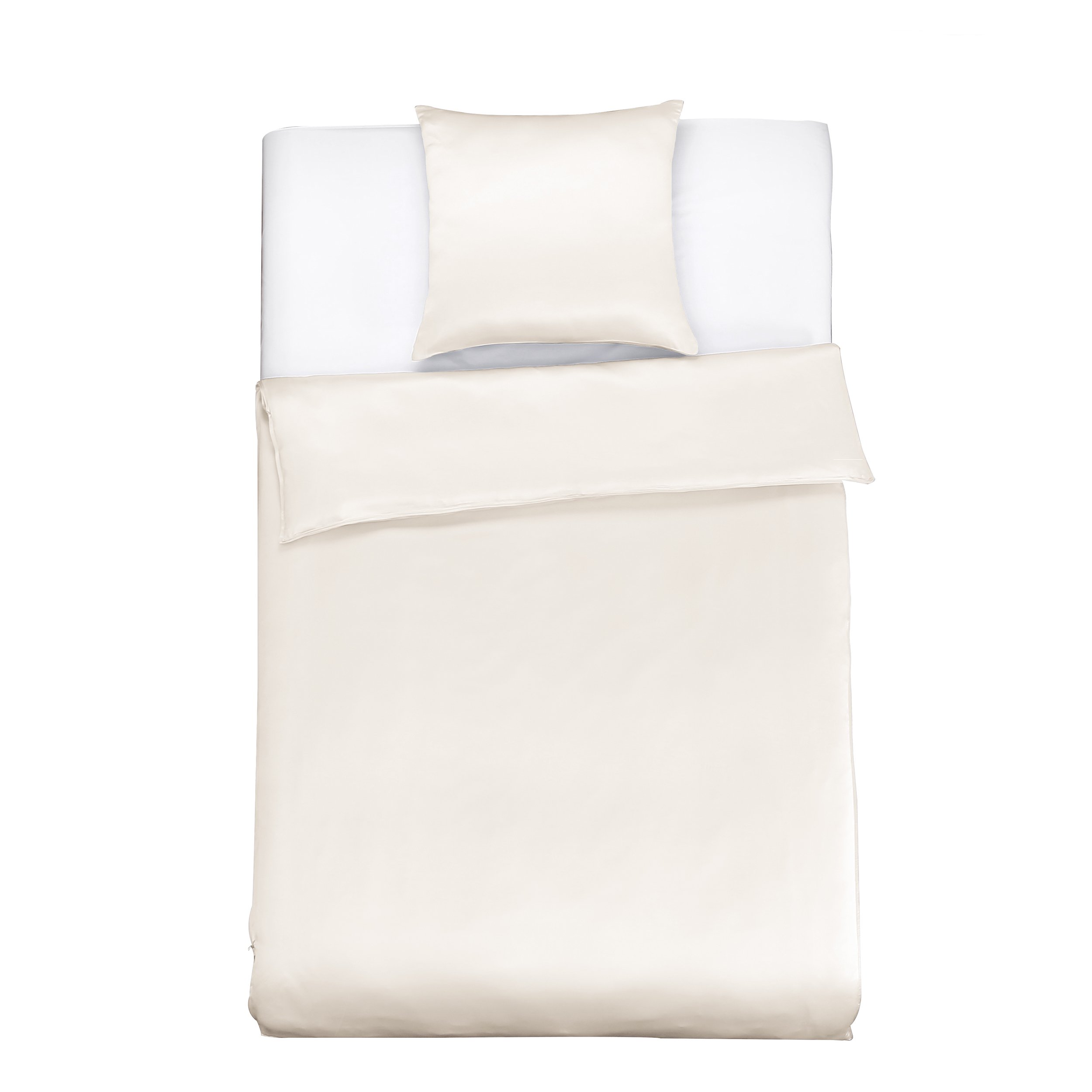 LilySilk 100% Maulbeere Seide Bettwäsche-Set 2 teilig Bettbezug 135x200cm Kissenbezug 80x80cm Unifarben 19 Momme Hypoallergen Super weich und atmungsaktiv-Elfenbein