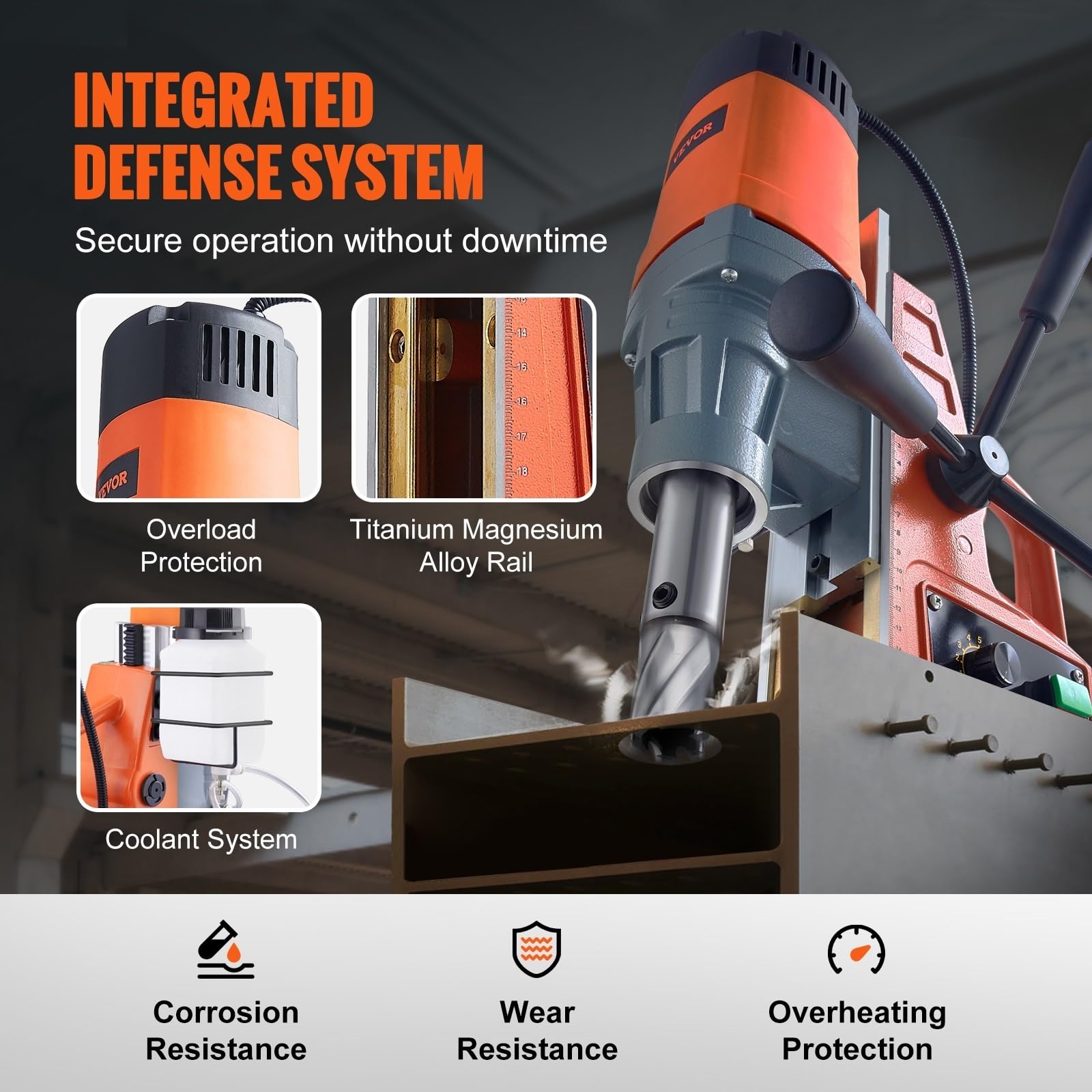 Trapano a colonna da banco, Trapano elettrico da 1300 W e 1400 W, trapano a colonna magnetico da 2", diametro di foratura, trapano elettrico da 810 PRM, rilascio in 1 secondo(NoDrill 40mm 1300W)