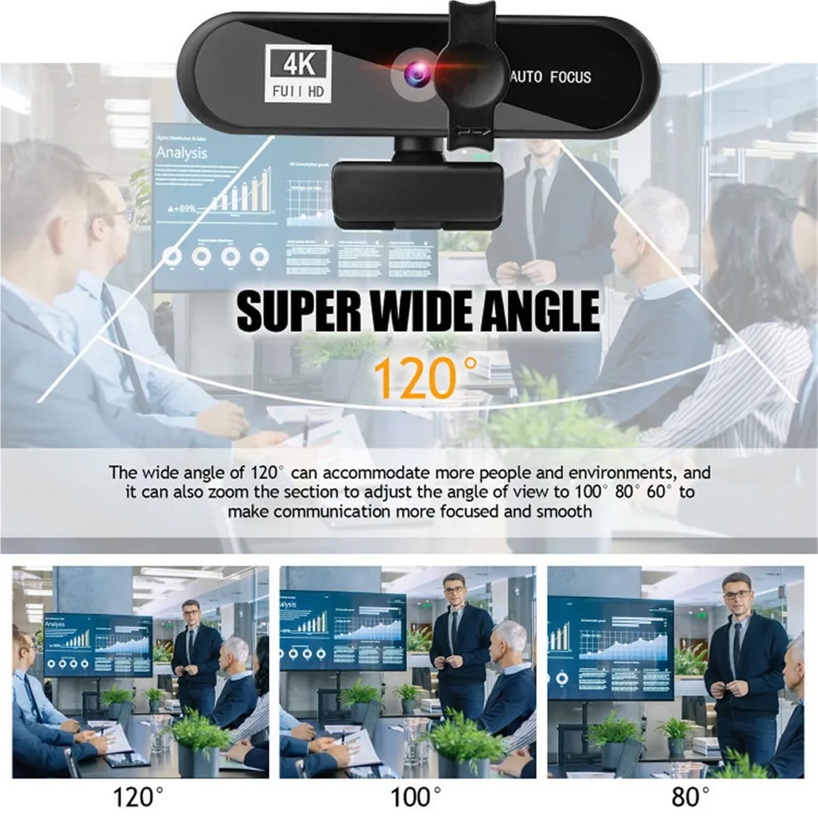 Webcam 8K 4K Sailvde Conferentie Pc con treppiede regalo Autofocus USB Web Camera Laptop Mini 1080P microfono(8K)