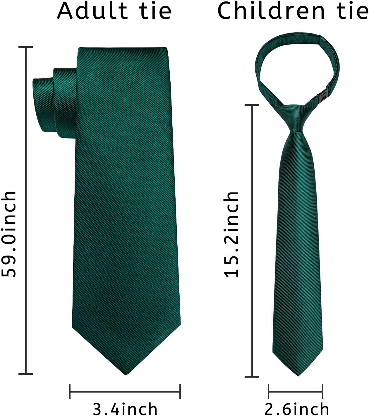 DiBanGu 2PCS Set for Father and Son Tie Silk Mens and Boys Adjustable Necktie & Pocket Square Cufflinks Kids Pre-tied Necktie - Image 5