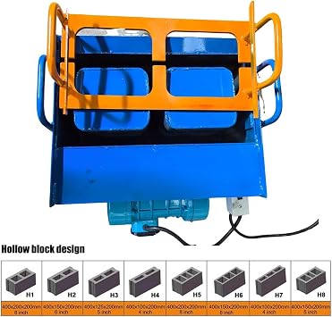 Electric Hollow Making Maker Machine, 45s Fast Forming, 30 Bricks/H, Vibration Frequency 212 Times/Min, Customizable Molds, Suitable for Paving Construction