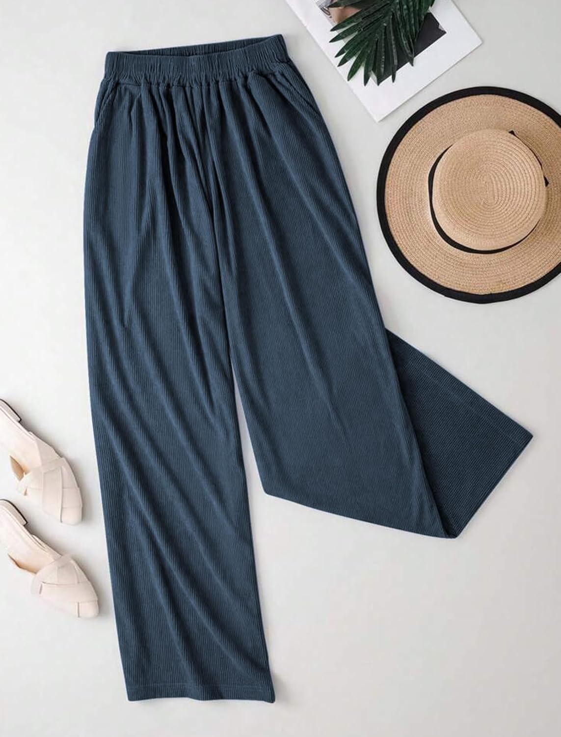 ZAFUL Women's Corduroy Pants Baggy High Waisted Wide Leg Pants Retro Loose Fit Casual Trousers with Pockets - Image 3