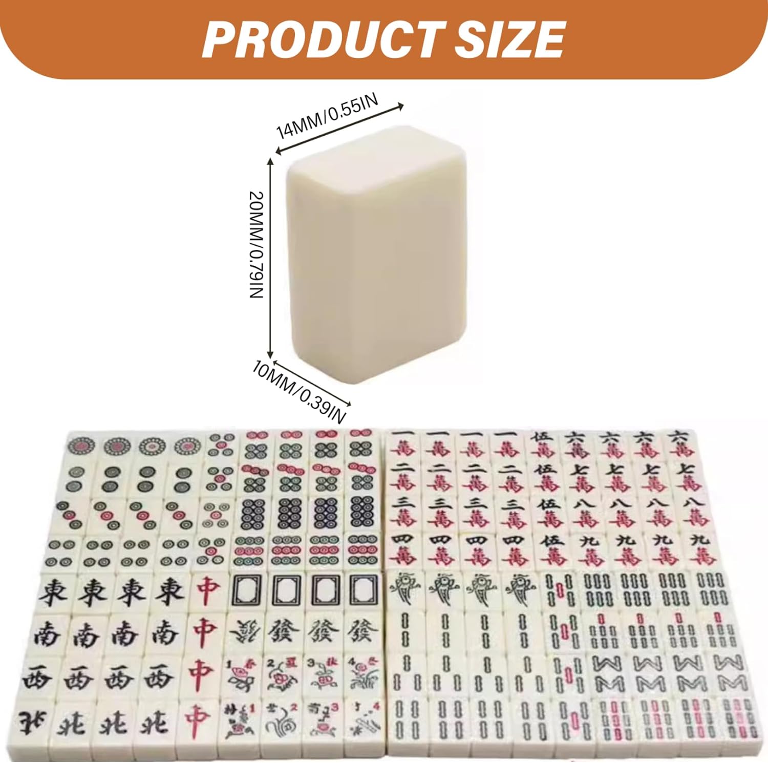Chinese Mahjong Set with 144 Tiles Mini Mahjong Set with Brown Carrying Case Portable Lightweight Game for Travel Camping Family Gatherings Friends Party