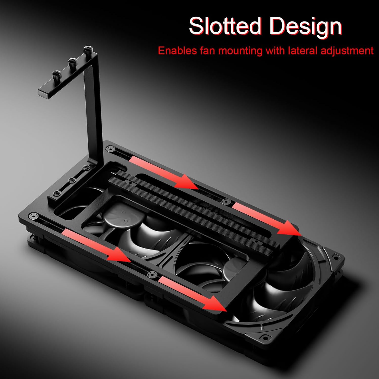 Vertical GPU Mount Bracket, Aluminum Alloy Graphics Card Holder with PCIe Riser Slot and 120mm Fan Support, Compatible with 2/3-Slot GPUs for Custom PC Builds