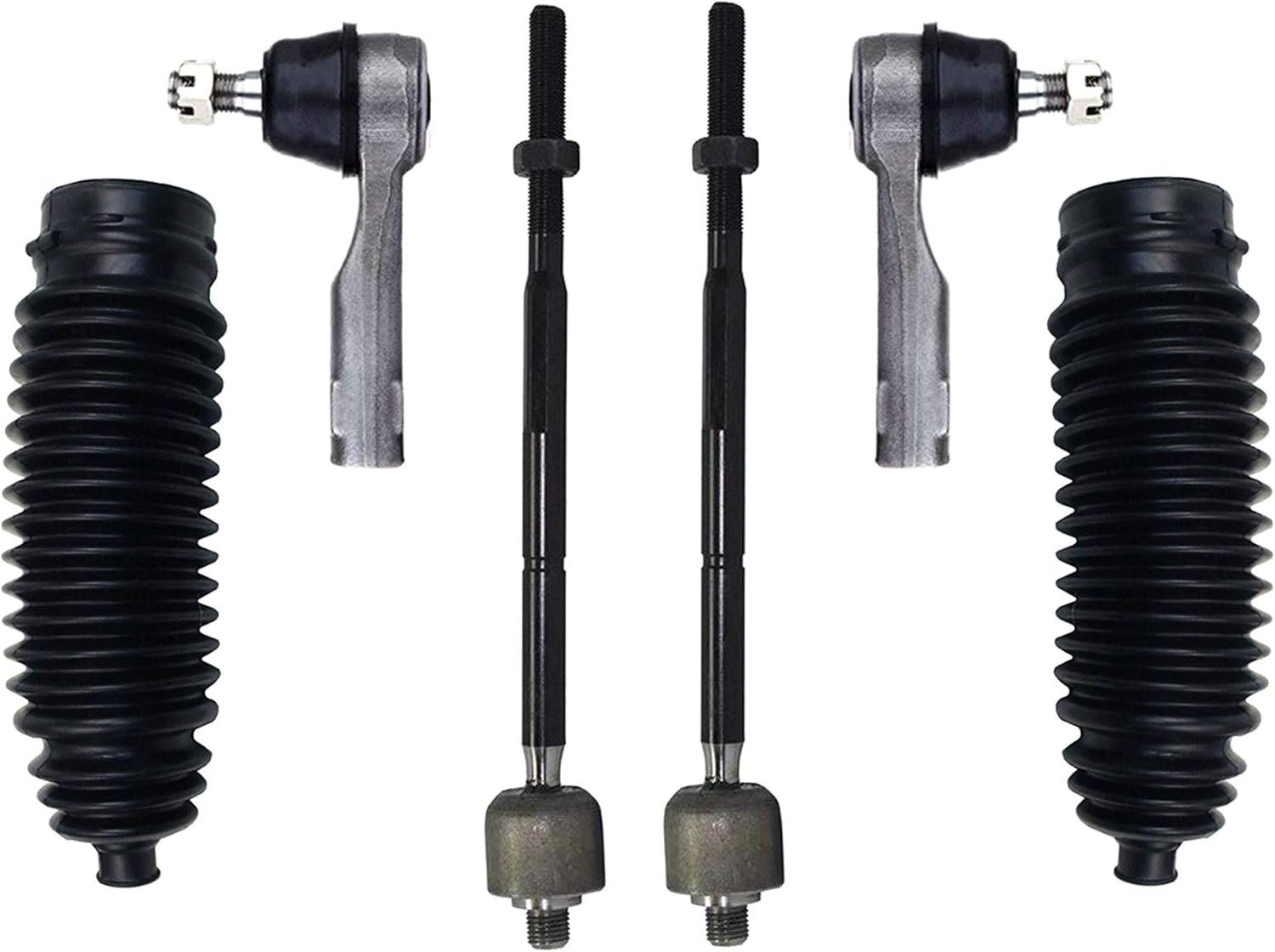 6 Pc Suspension Kit Tie Rod Ends, Bellow Boots ES2814 EV380 88-1601 Compatible with 1995-2006 Nissan Sentra 200SX Power Steering - PartsW