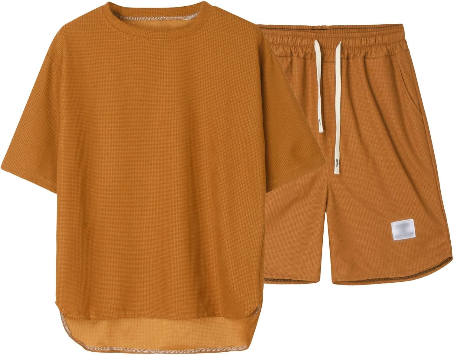 Survêtement D'été Bauzuoyo – T-shirt Col V Et Short Ample, Tissu Gaufré, Doux Et Léger – Idéal Sport, Jogging Et Détente