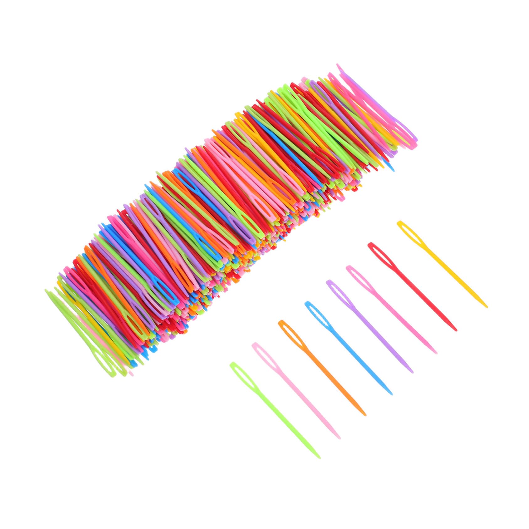 OSALADI 2000 Piezas Agujas de Tejer de Plástico Grandes Ojo Amplio Agujas de Coser Mano Resistentes para Manualidades y Costura de Plástico de Colores para Hilos Gruesos