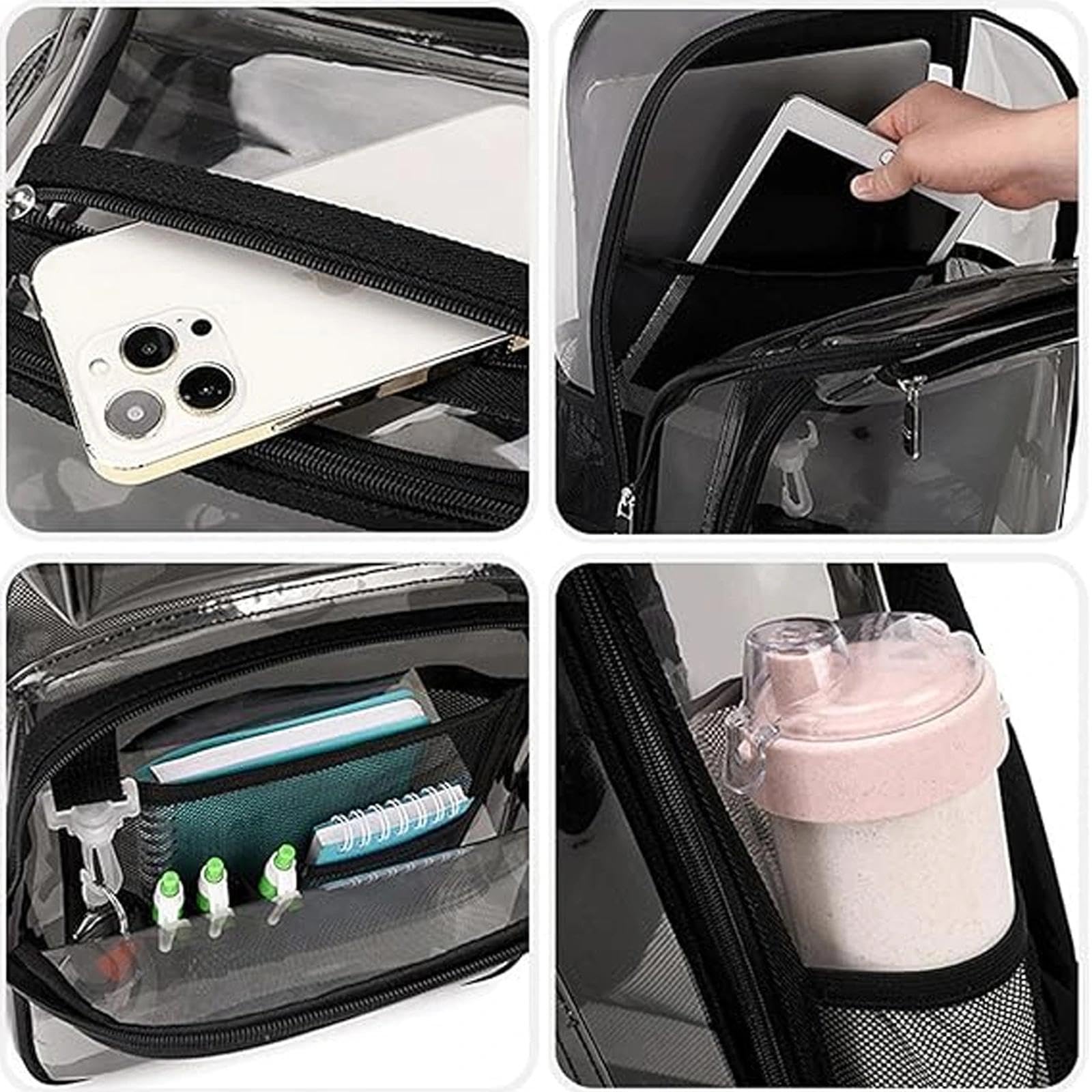 Zaino Trasparente Grande in PVC Impermeabile Plastica Scuola Borsa Robusto Durevole Casual Bag Zainetto Borsa Libro per Scuola Palestra Lavoro Viaggio Stadio Uomo Donna (Version B)