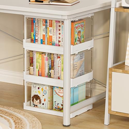 Miniatura 5 de SNSLXH Organizadores y almacenamiento de armario, contenedor de almacenamiento transparente con tapas, contenedores de almacenamiento apilables y