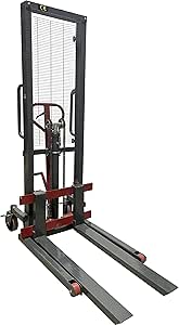 Pake Handling Tools - Manual Stacker Hand/Foot Pump Lift Truck - Compact and Easy to Use Hydraulic Lift - 2200 lbs Capacity for Skid/Single Sided Pallet