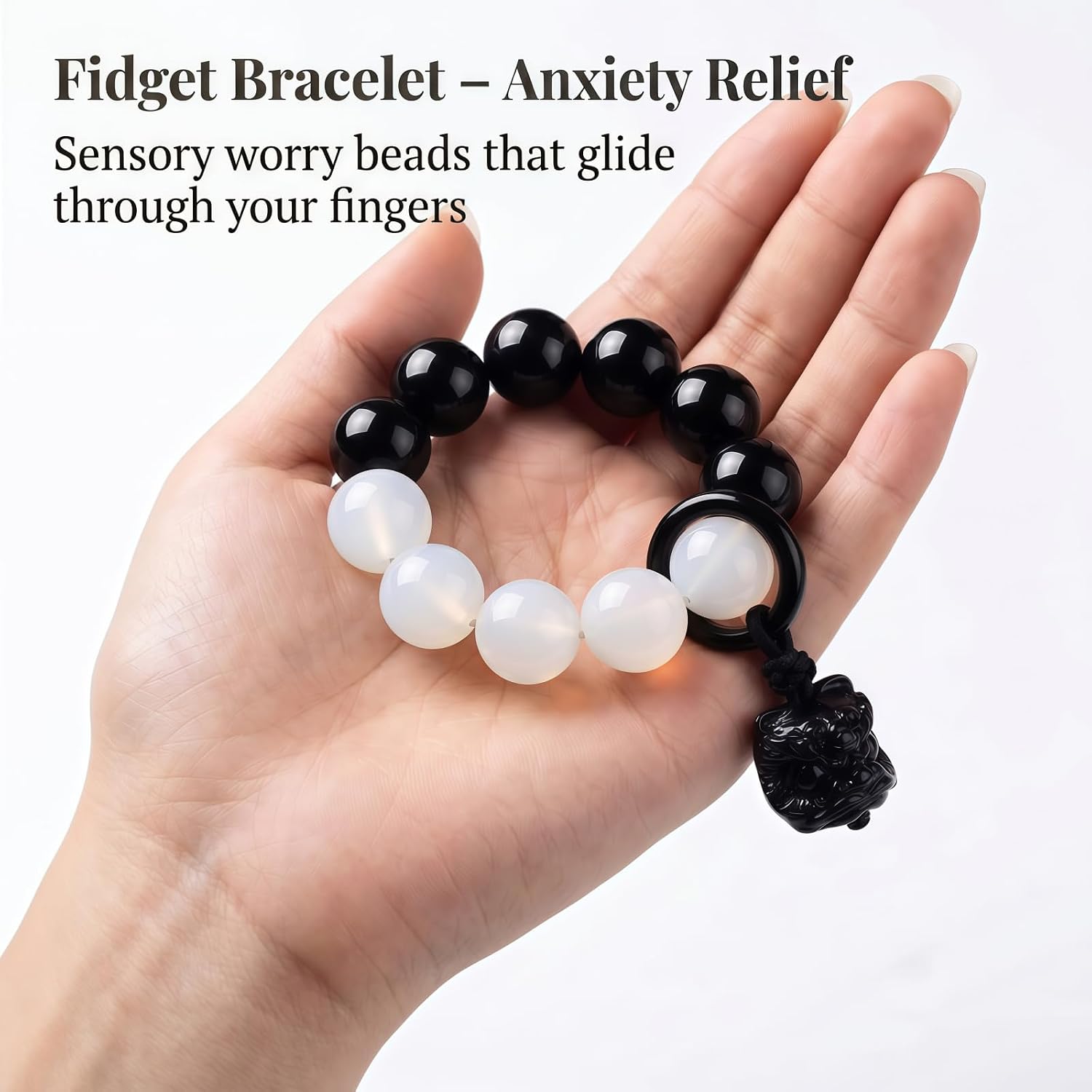 Fidget Ring for Anxiety Relief - Professional Hand Fidget for Stress Management & Focus - Sensory Worry Beads Accessory for Men and Women image 4
