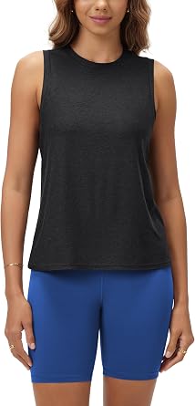ODODOS Womens Performance Tank Ultra Soft odSTRATUM Tech Sleeveless Tee Shirts High Crew Neck Pullover Top