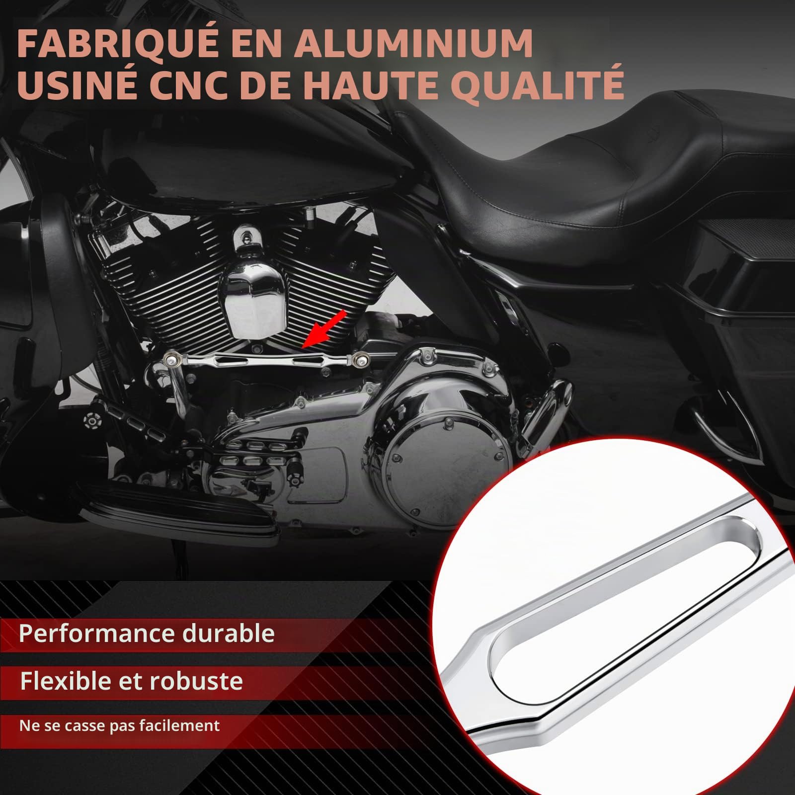 Amazicha Liaison de changement de vitesse chromée compatible avec Harley Davidson Softail Dyna Touring Road King Electra Street Glide Tri Glide 1986-2021