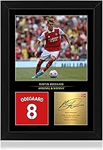 لوحة عرض صورة مؤطرة مقاس ايه 4 موقعة من لاعب اف سي مارتن أوديجارد - توقيع رقمي مُعاد إنتاجه - لمشجعي فريق أرسنال، أسود
