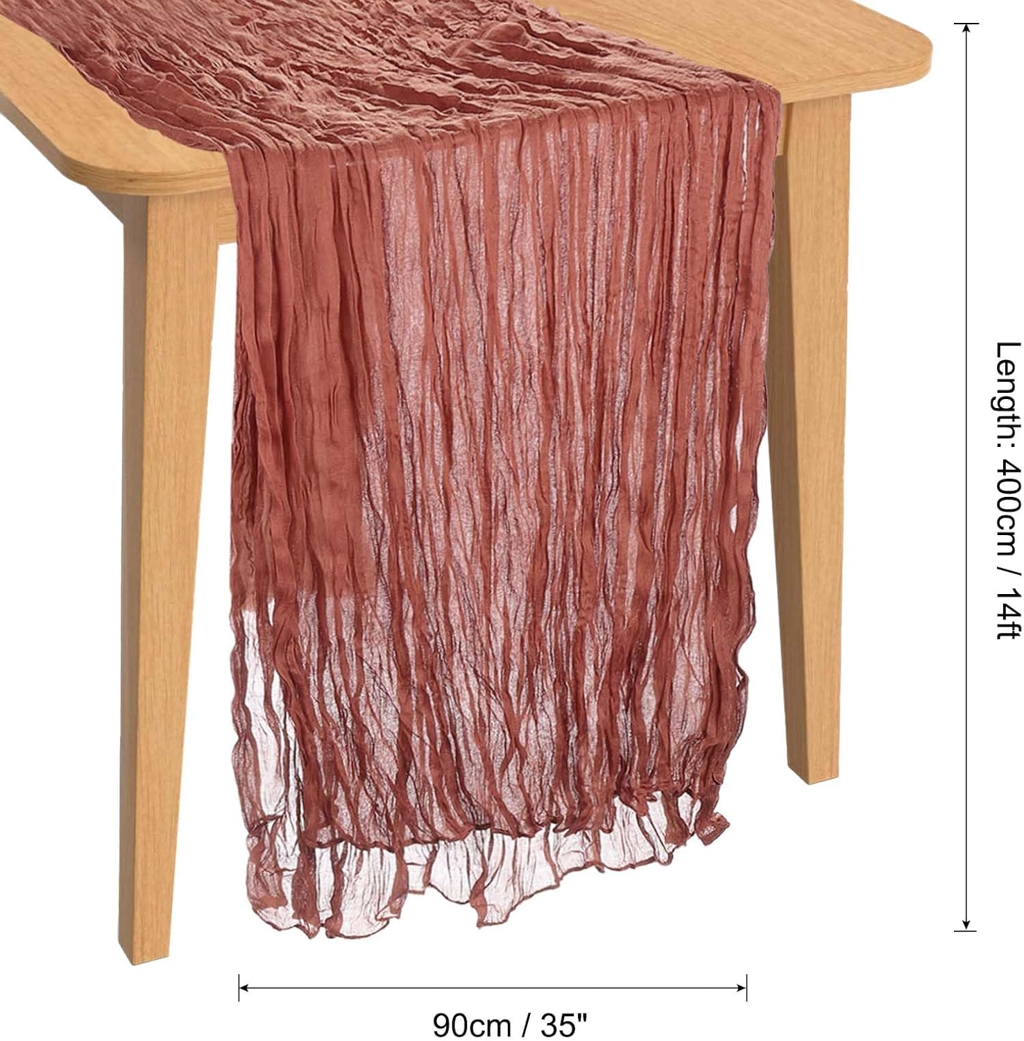 PATIKIL 14Ft Cheesecloth Table Runner Long Bohemia Gauze Cheese Cloth Brown Terracotta