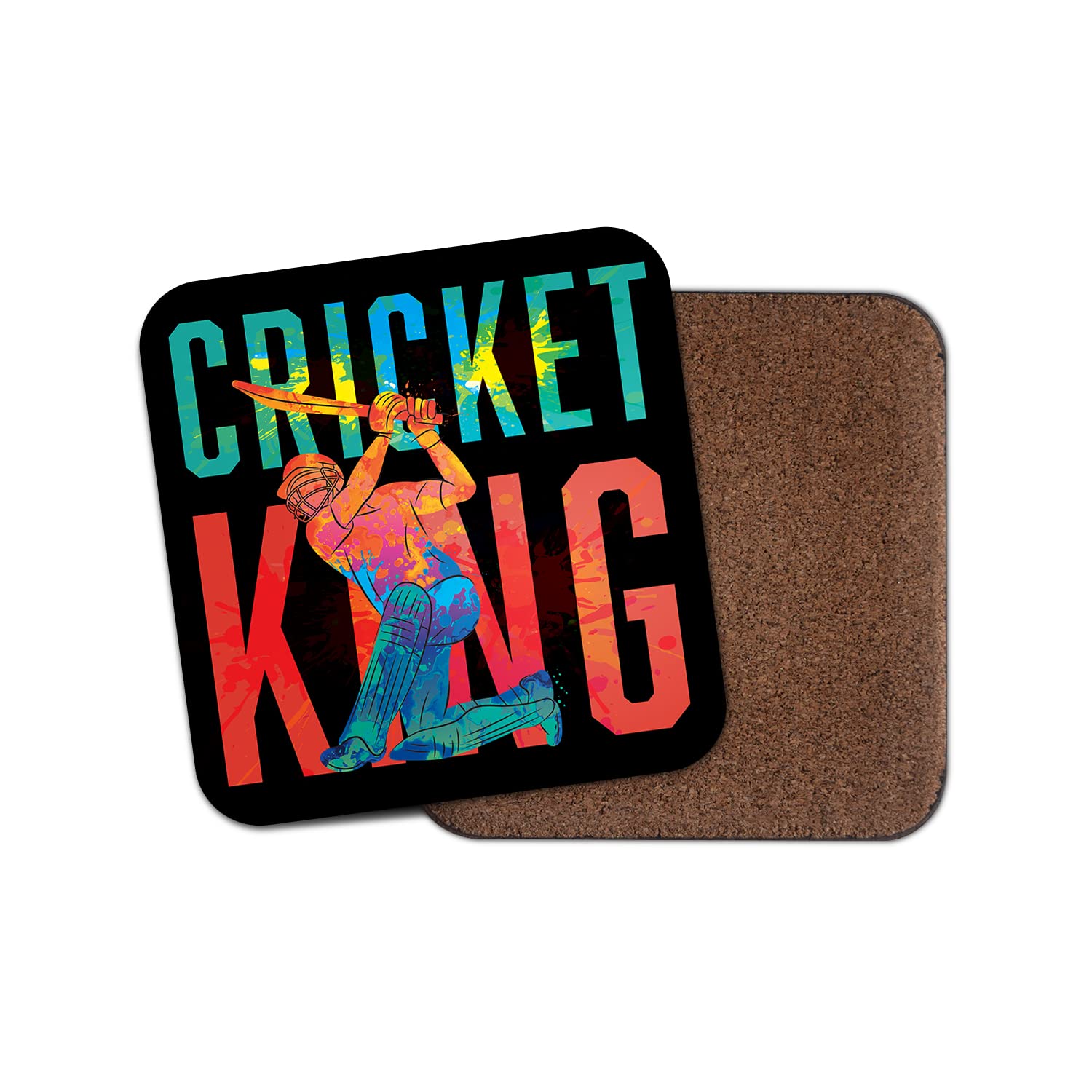 Square Single Coaster - Cricket King Test Men Boys Mancave Sport Dad Gift #76964