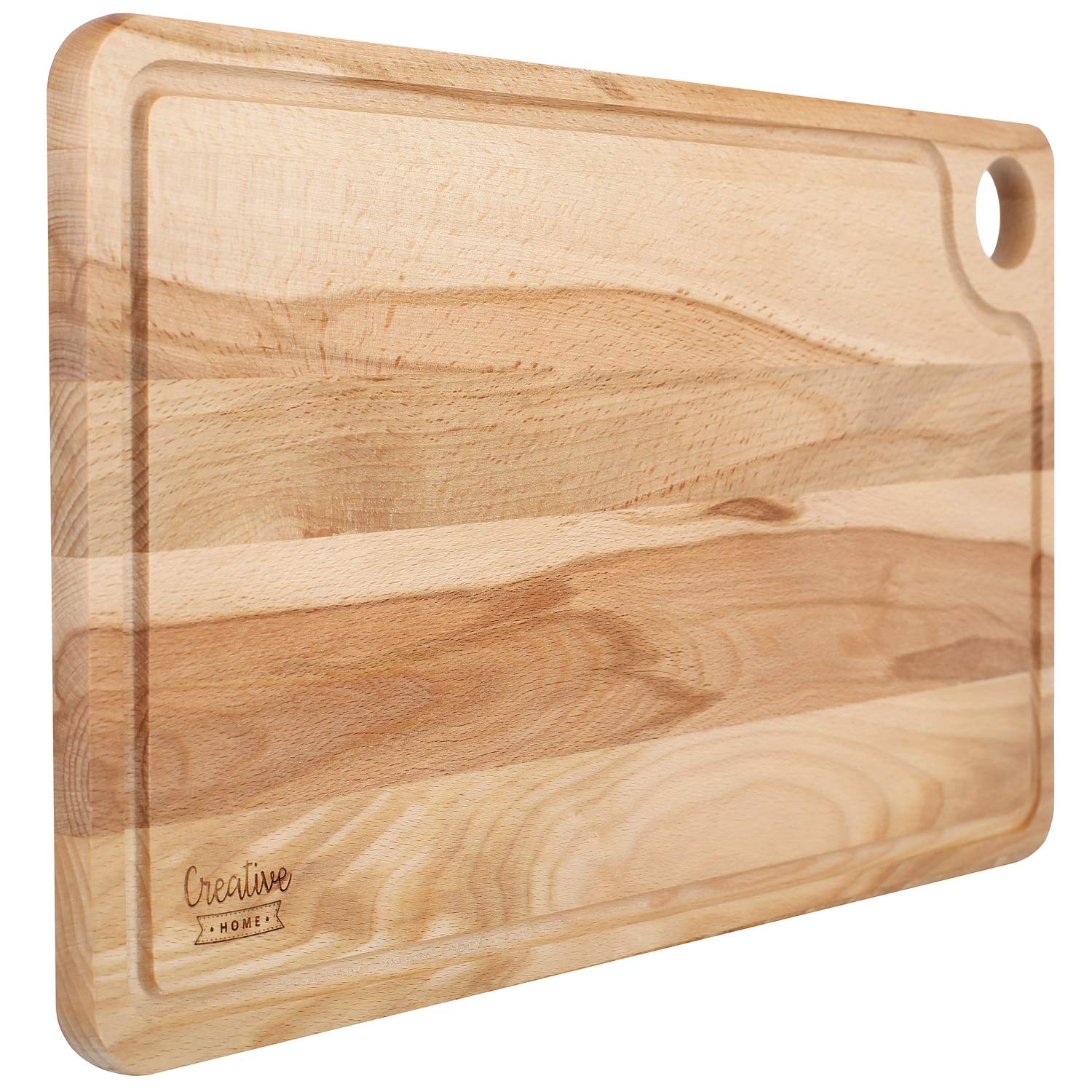 Creative Home Grande Planche a Decouper Bois | 42 x 24,5 x 1,5 cm | Planche à Découper pour la Cuisine | avec Rainure pour le Ju