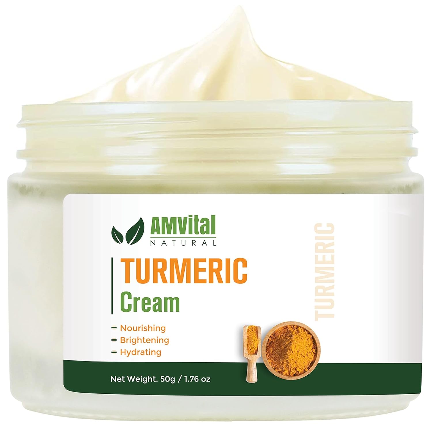 AMVital Turmeric Cream - Natural Cream for Face With Turmeric and Plant-Based Ingredients - Lightweight and Smooth Suitable for All Skin Types 5.29 Ounces