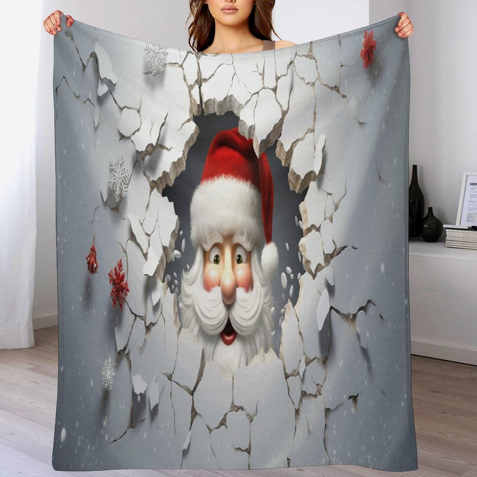 Couverture Père Noël douce flanelle chaude plaid canapé confortable 130x150