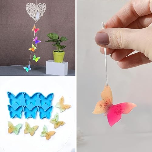 Miniatura 5 de Moldes de silicona de mariposa, diseño de resina holográfica, molde de mariposa para manualidades, fabricación de llaveros y joyas, compatible con