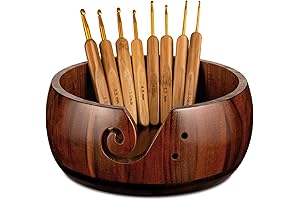 Wooden Yarn Dispenser for Crocheting with 8 Metal Crochet Hooks