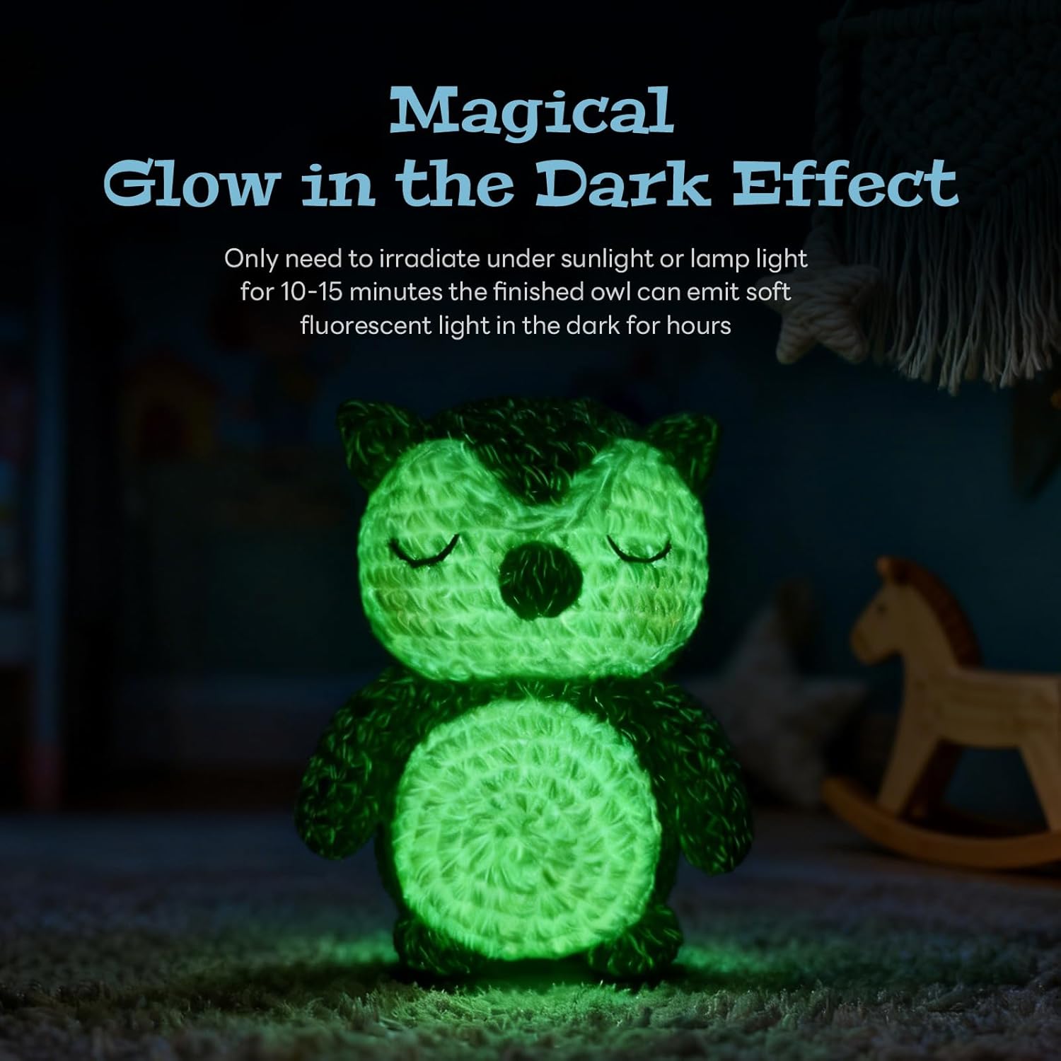 BrilleBrille Crochet Owls Kits Glow in The Dark Owl Knitting Kit Crochet Kit for Beginners Great Birthday Gifts for for Adults and Teens with Step by Step Video Amigurumi Crochet Kit DIY Craft