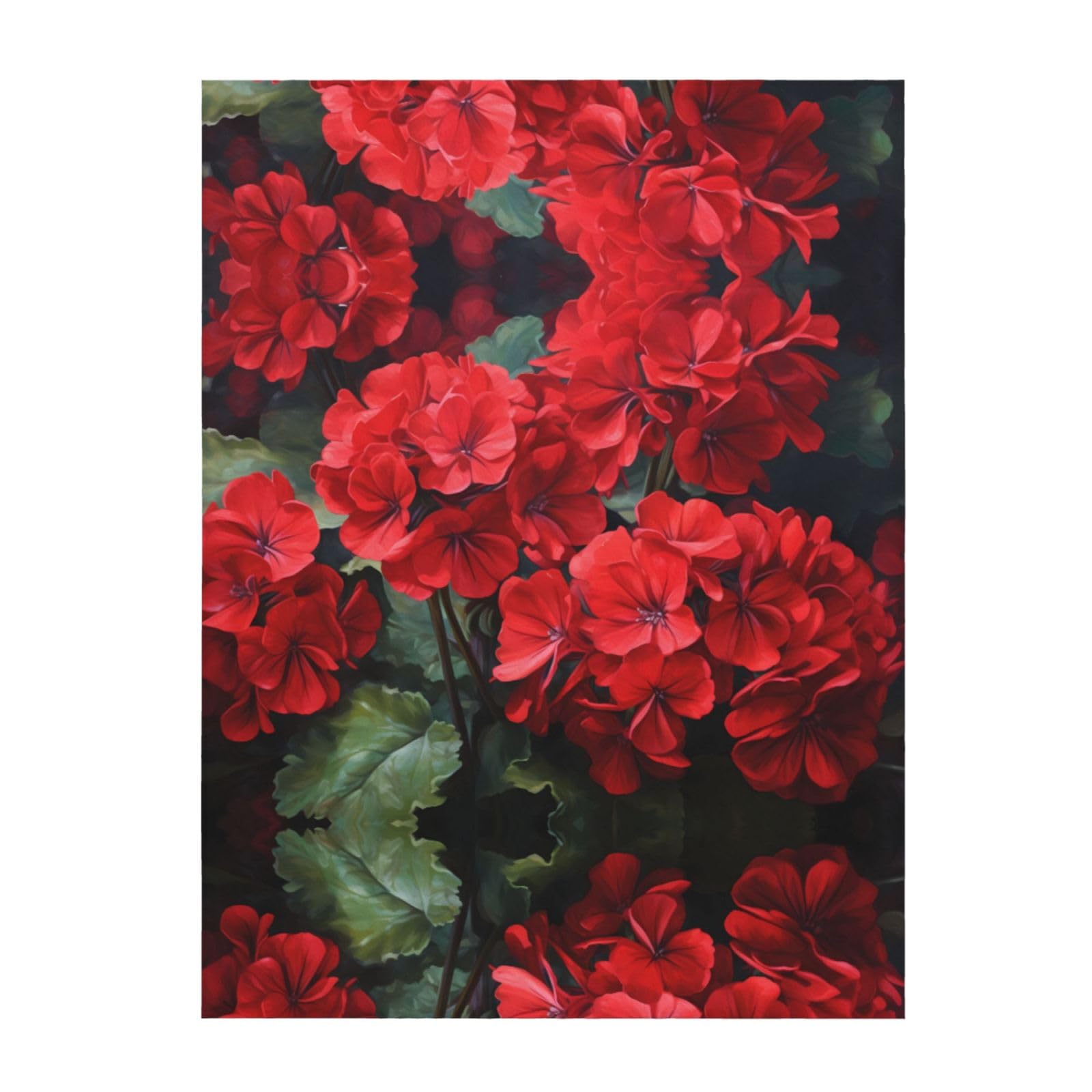 Couverture géraniums rouges plaid chaud léger grand lit 203x152