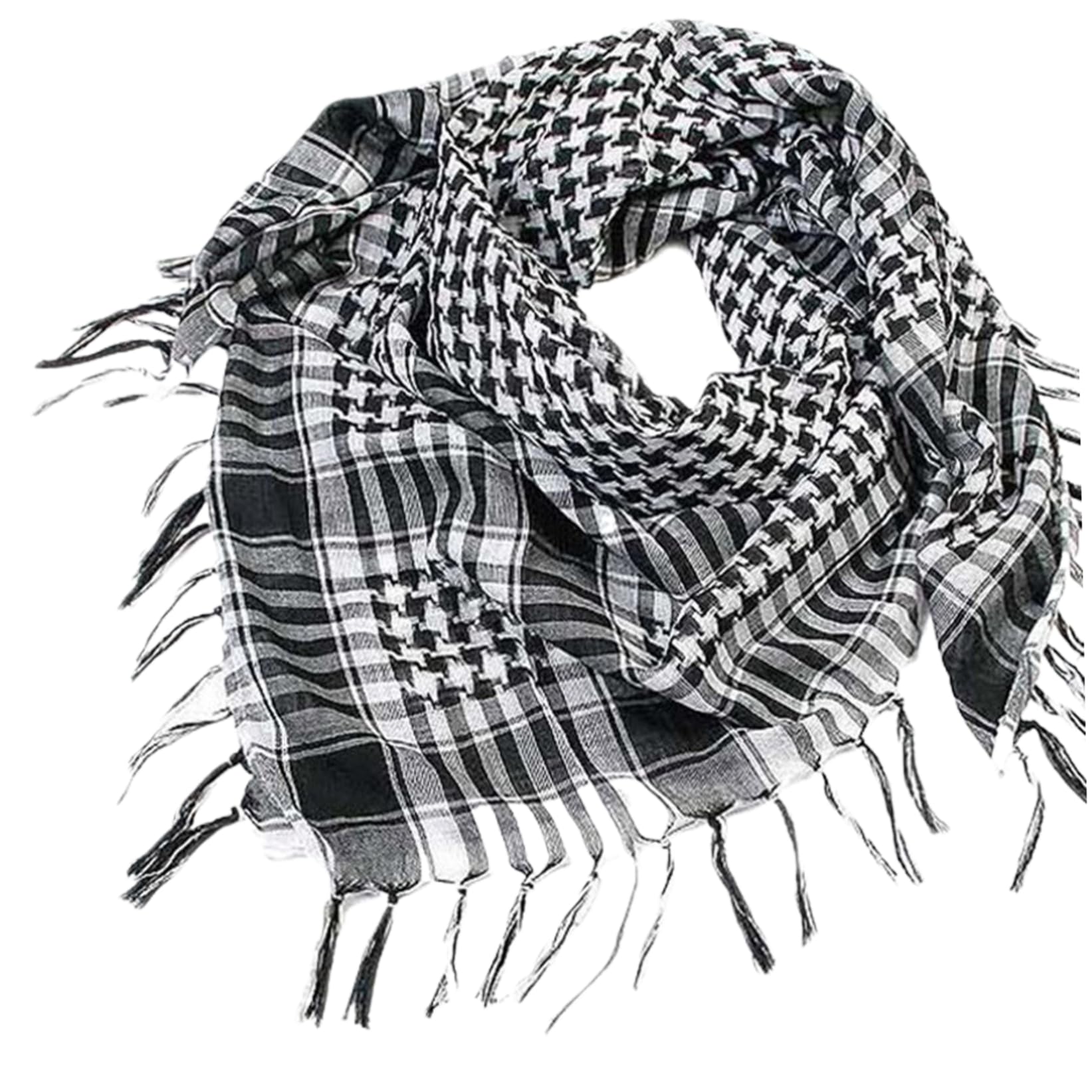 Wedhapy Men's Black Palestine Keffiyeh, Palestine Scarf 39X39inch Shemagh Scarf Soft & Skin Friendly Plaid Palestinian Keffiyeh With Tassel Head Neck Face Wrap For Daily Wearing