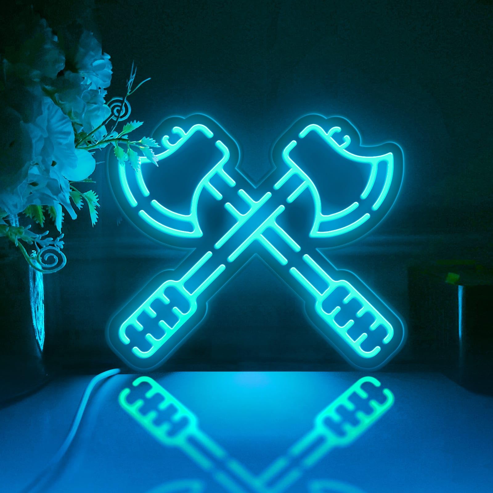 Axe LED-Lichtbox, Spielkampf-Waffe, Wandkunst, personalisiertes Lichtschild, RGB-Desktop-Dekorationen, Schlafzimmer-Dekor, Geschenk für Gamer, Kinder (RGB- und Farbflusseffekt, kleine Größe)