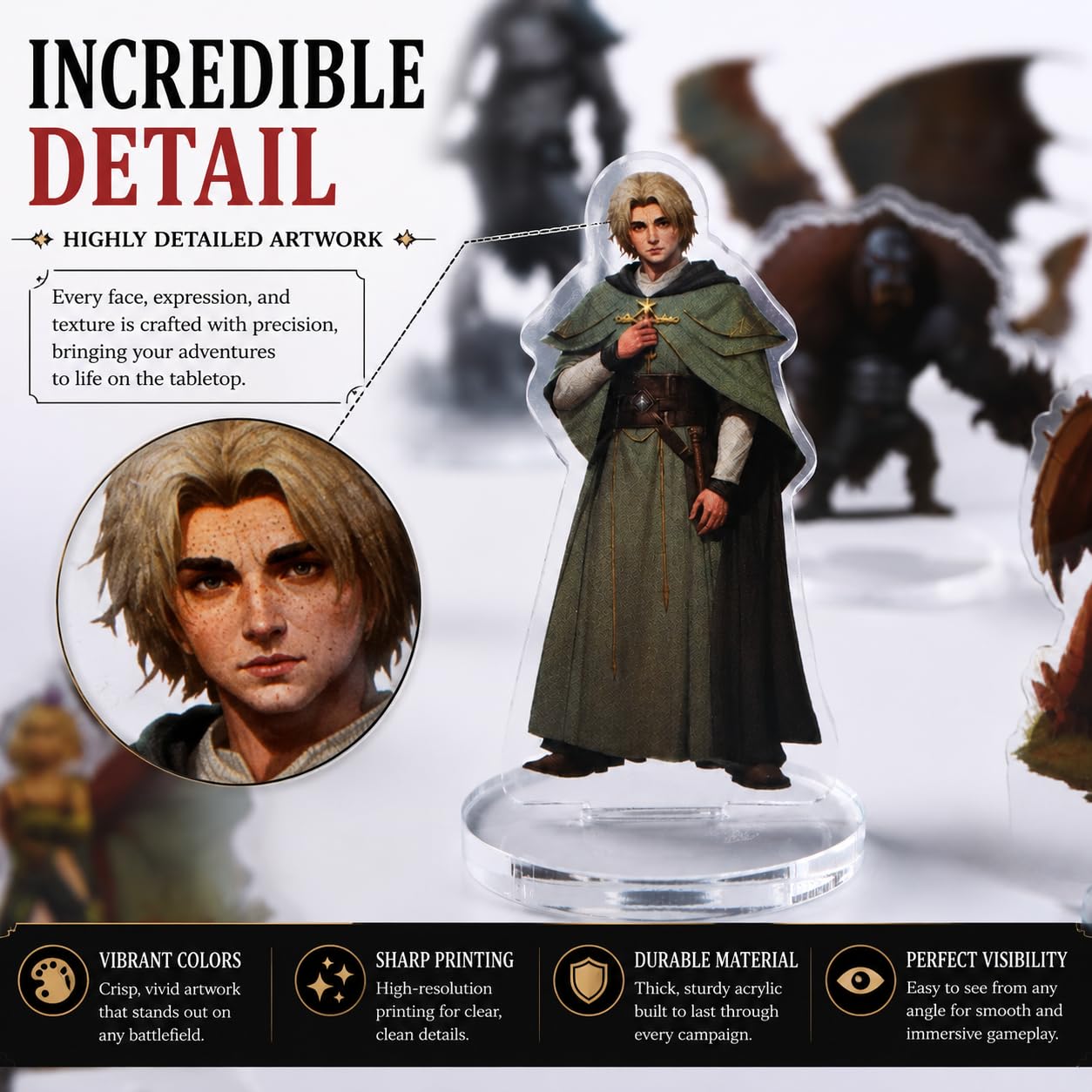 DND Miniatury Dungeons and Dragons Zestaw startowy 170 Fantasy Art Minis dla D&D 5E, Pathfinder płaskie plastikowe figurki do TTRPG Tabletop RPG akcesoria prezent dla DM