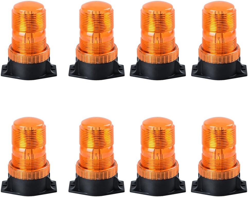 8PCS Amber Yellow Forklift 30 LEDs 30W Emergency Warning Hazard Construction Beacon Flashing Strobe Light Roof Top 360° Coverage