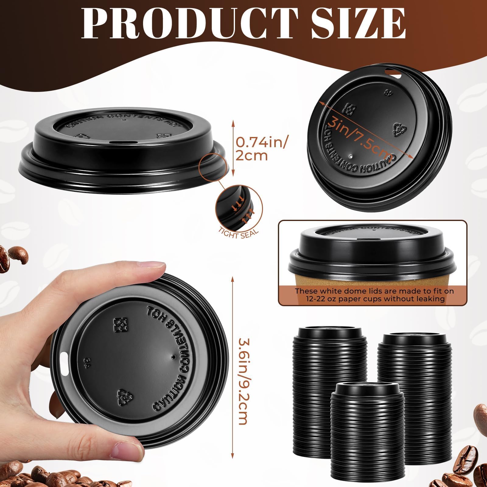 Snapklik.com : CZWESTC 100 Pack Coffee Cup Lids, 90mm Disposable ...