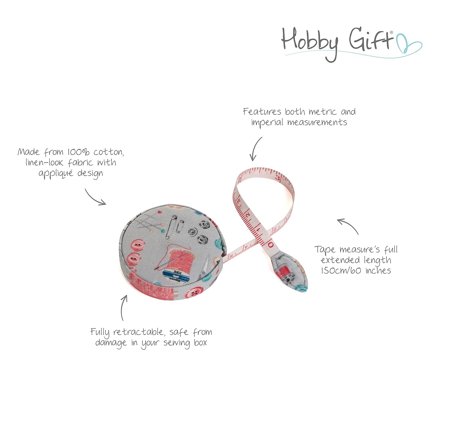 Tape Measure - Stitch in Time | Hobbygift - 2x7x7cm