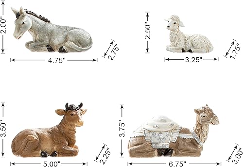 Miniatura 3 de glitzhome Figuras de ángel de Navidad marfil de 3 pies de alto con la Sagrada Familia de resina, estatua de belén, figuras de mesa, figuras