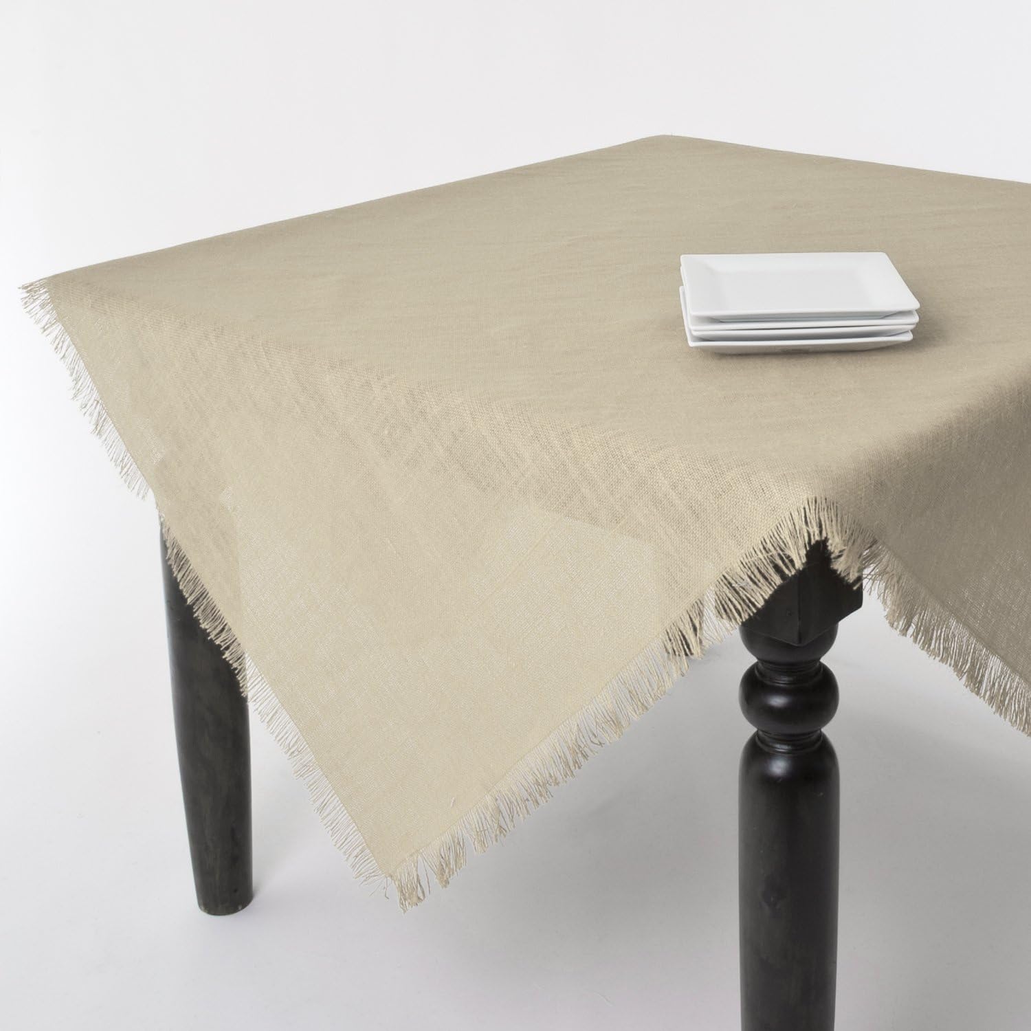 SARO LIFESTYLE JU209 Mari Sati Tablecloths, 60-Inch, Square, Natural