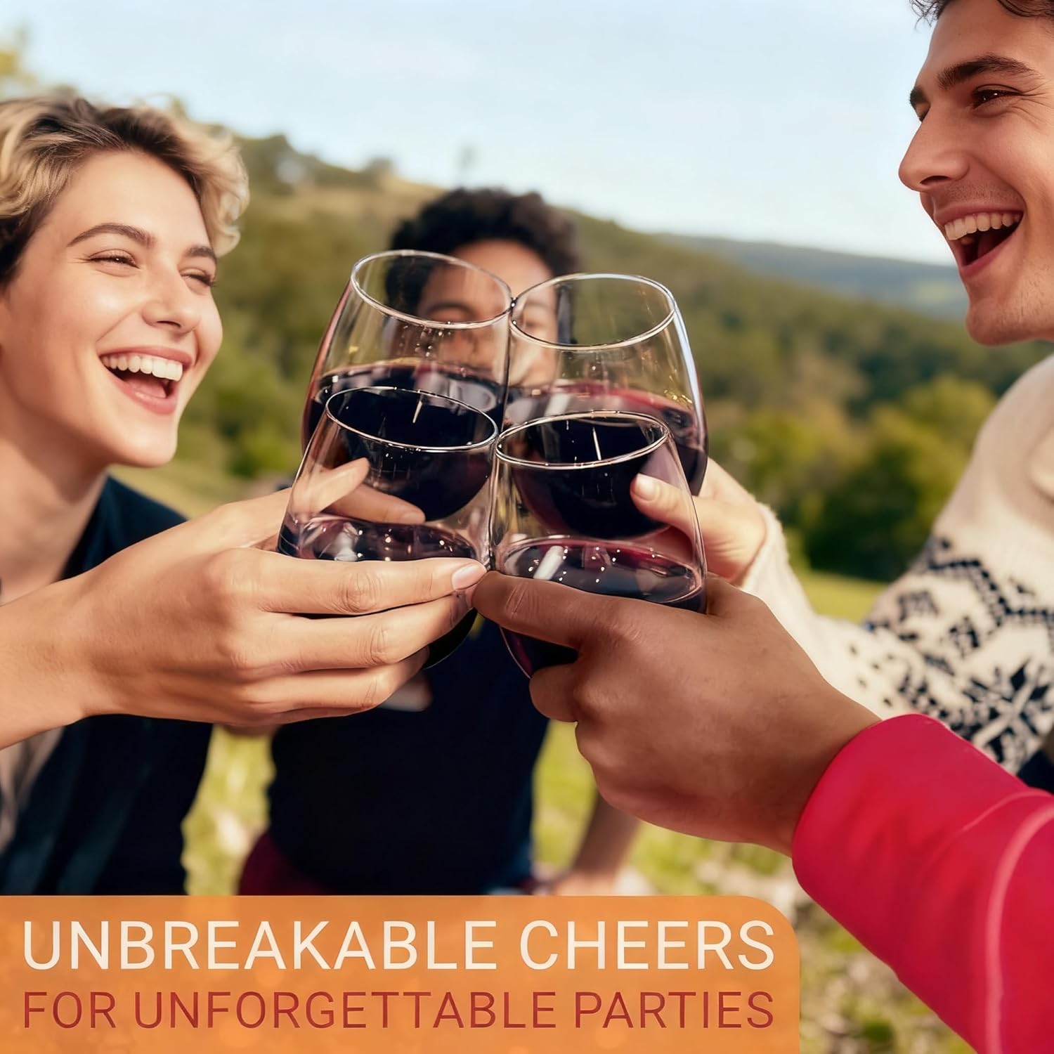 6 Pack Unbreakable Tritan Plastic Wine Glasses, 16 oz Reusable Stemless Wine Glass, BPA Free Tumblers, Drinking Glassware, Perfect for Indoor & Outdoor, Poolside, Party, Camping, Shatterproof 100% - Image 2