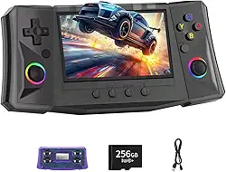 FVBADE 【50000 in 1 R50S Ultra Handheld Game Console 5.5 inch IPS Screen Mini Retro Console 4000mAh Portable Pocket Arcade 45+ Mainstream Emulator 256G TF Card Transparent(Black)