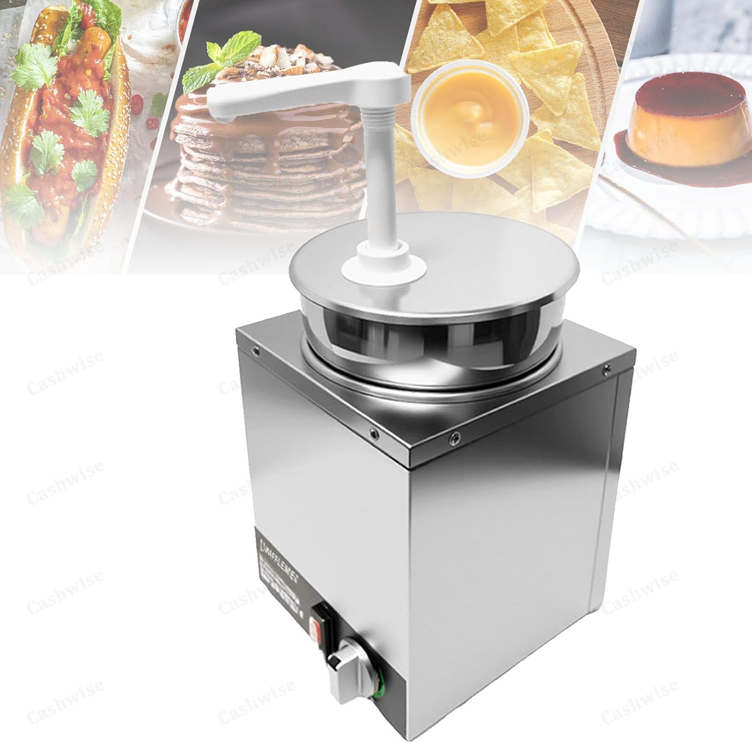 Single Heads Square Cheese Melting Machine Electric Hot Fudge Dispenser Caramel Butter Sauce Warmers Temp Control Commerical Sauce Dispenser,4L